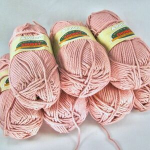 Patons Cotton Chunky Yarn Chalk Pink 3 1/2 oz skeins Made in Canada Lot of 7